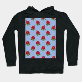 Red vintage roses on sky blue Hoodie